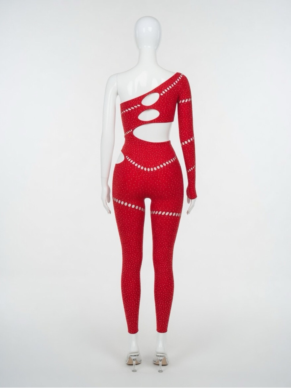 Red Cut-Out Jumpsuit - Picture 11 of 16